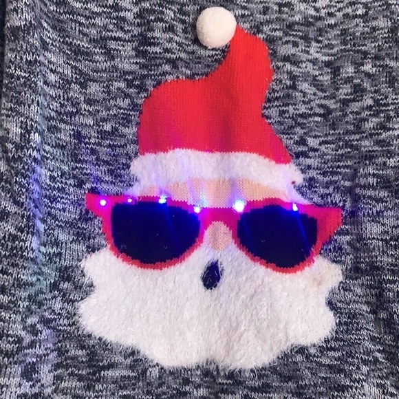 Hooked up light up Santa Claus knit crewneck Pullover Sweater Medium - Picture 5 of 9